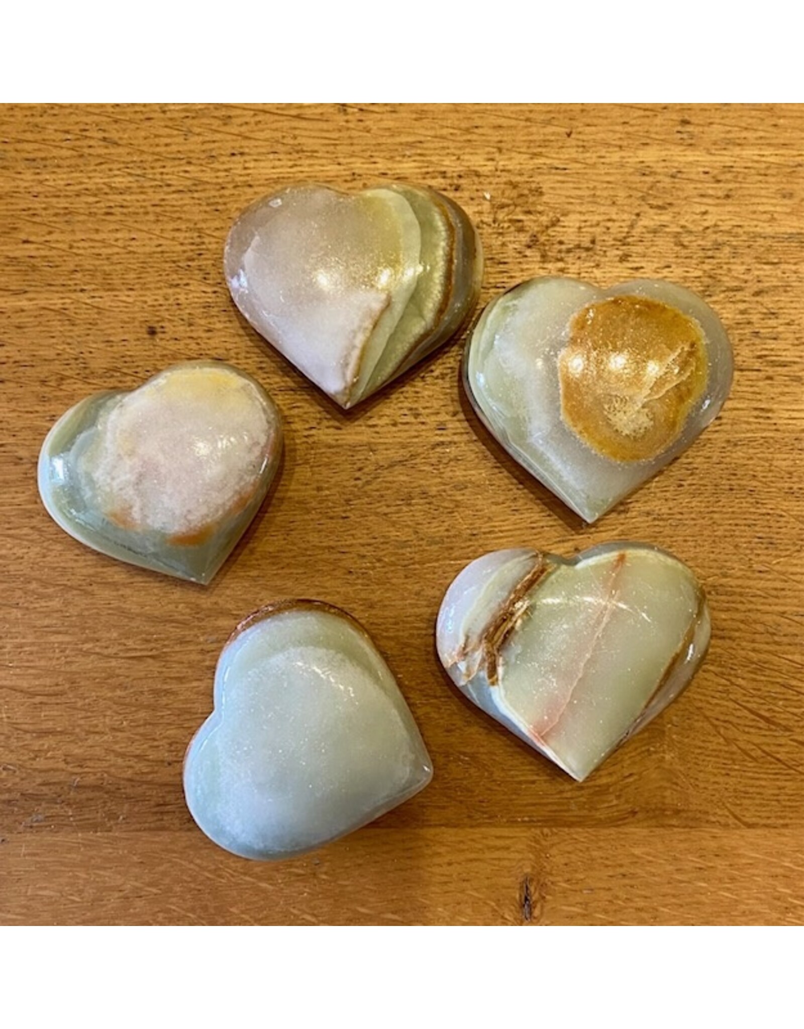 Aragoniet edelsteen hart 5,5 cm