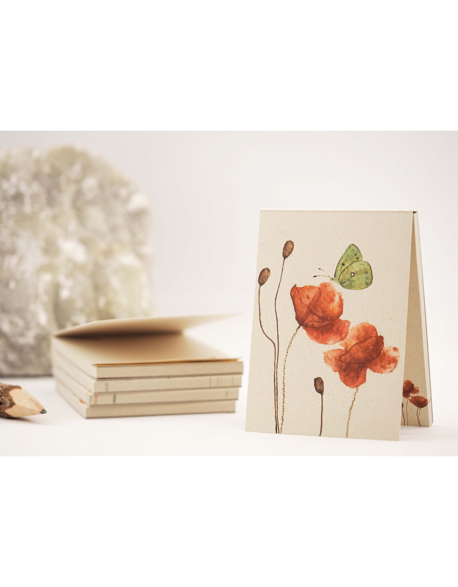 Zintenz Bloknoot klaproos en vlinder BIO