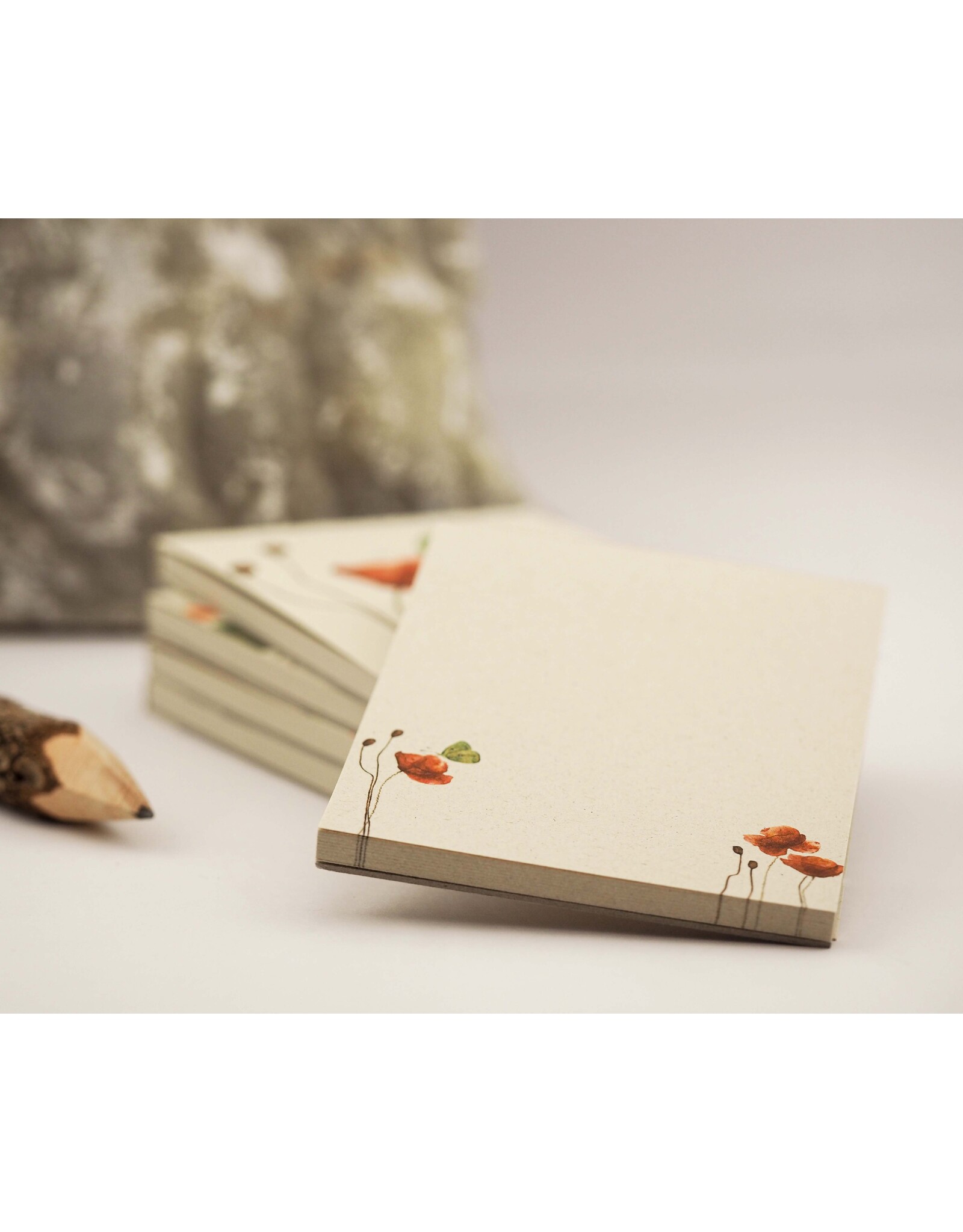 Zintenz Bloknoot klaproos en vlinder BIO