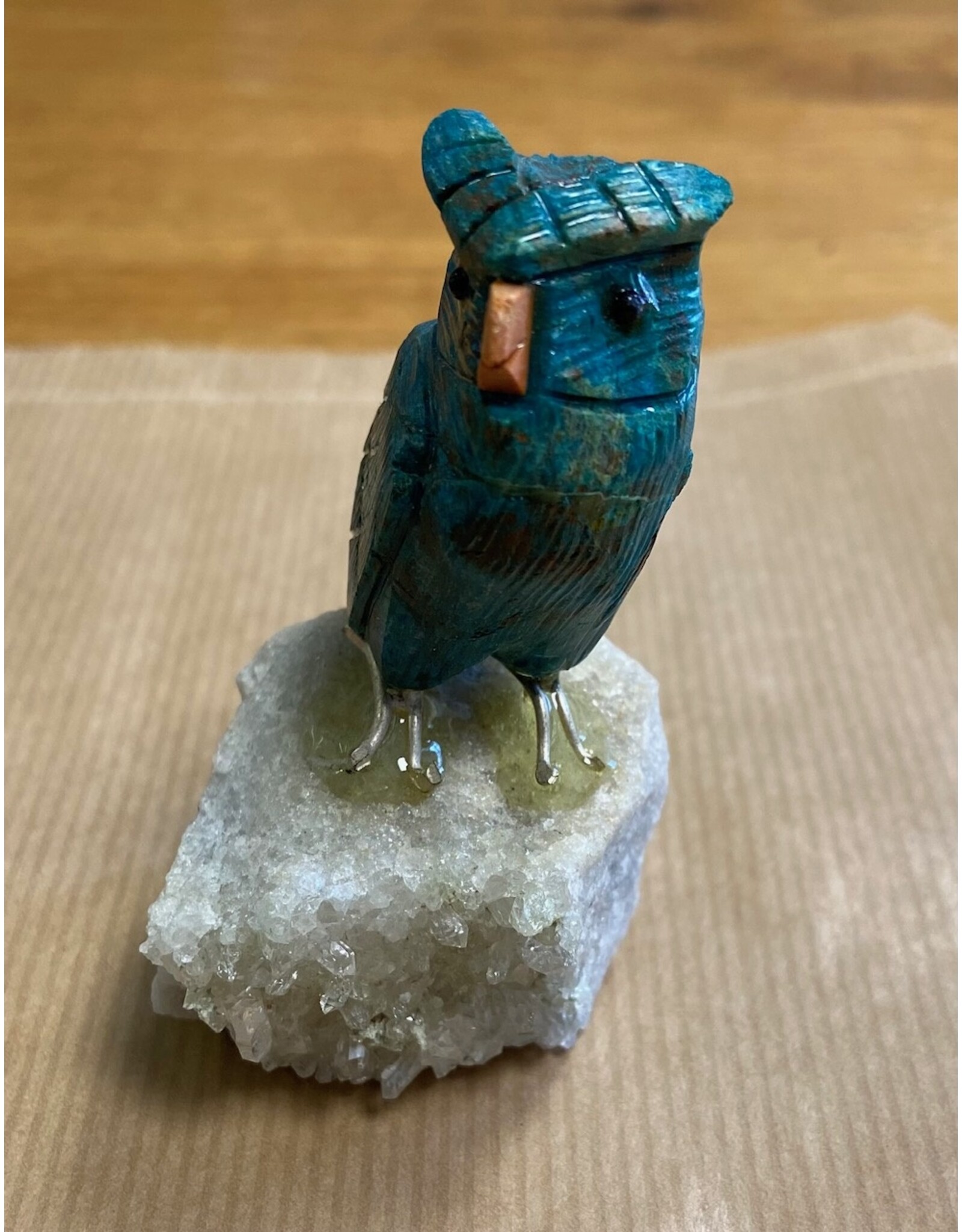Chrysocolla uil op kwarts edelsteen