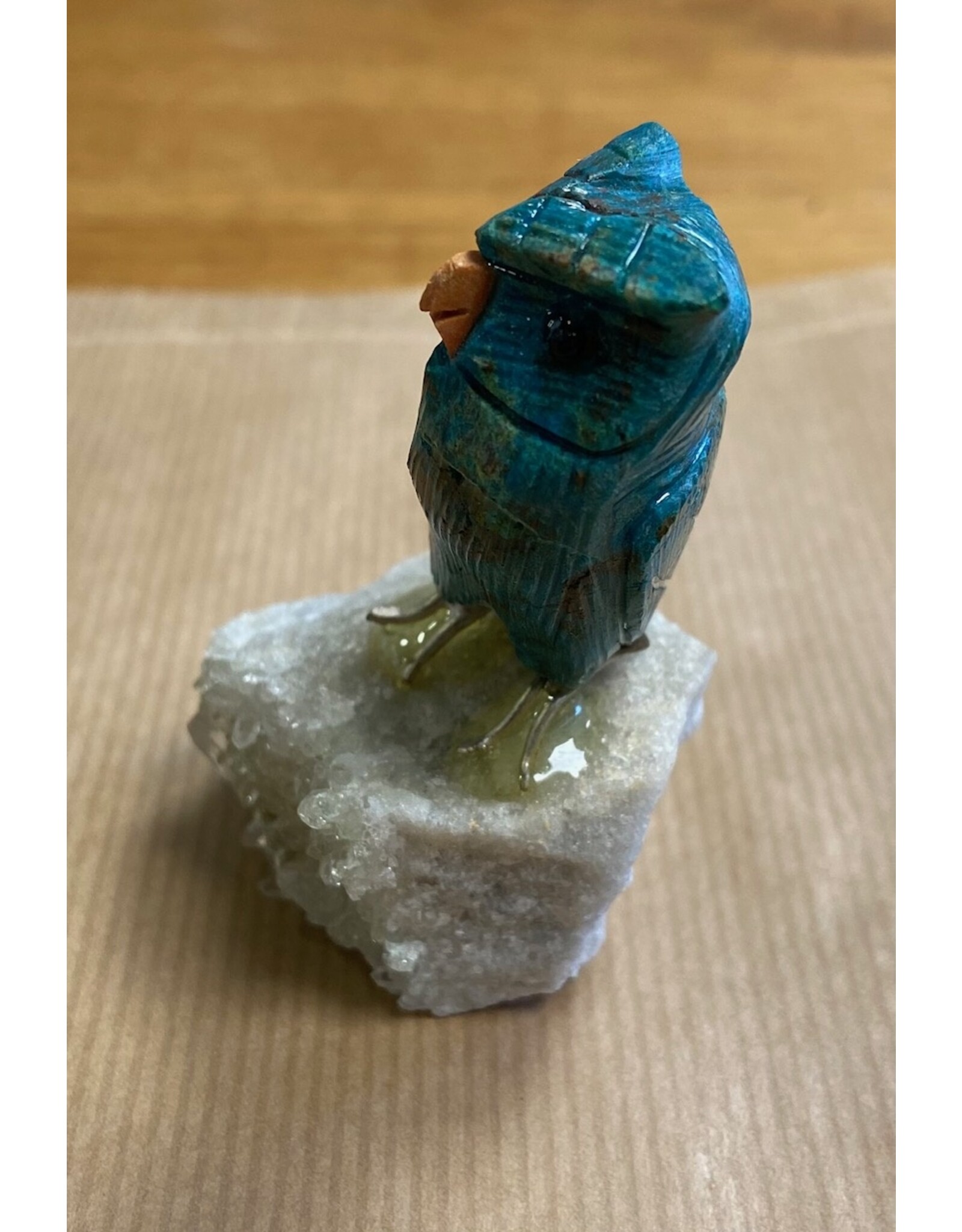 Chrysocolla uil op kwarts edelsteen