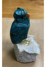 Chrysocolla uil op kwarts edelsteen