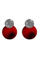 Biba bijouterie Oorbellen zilver rood rond Biba bijouterie Oorbellen zilver rood rond