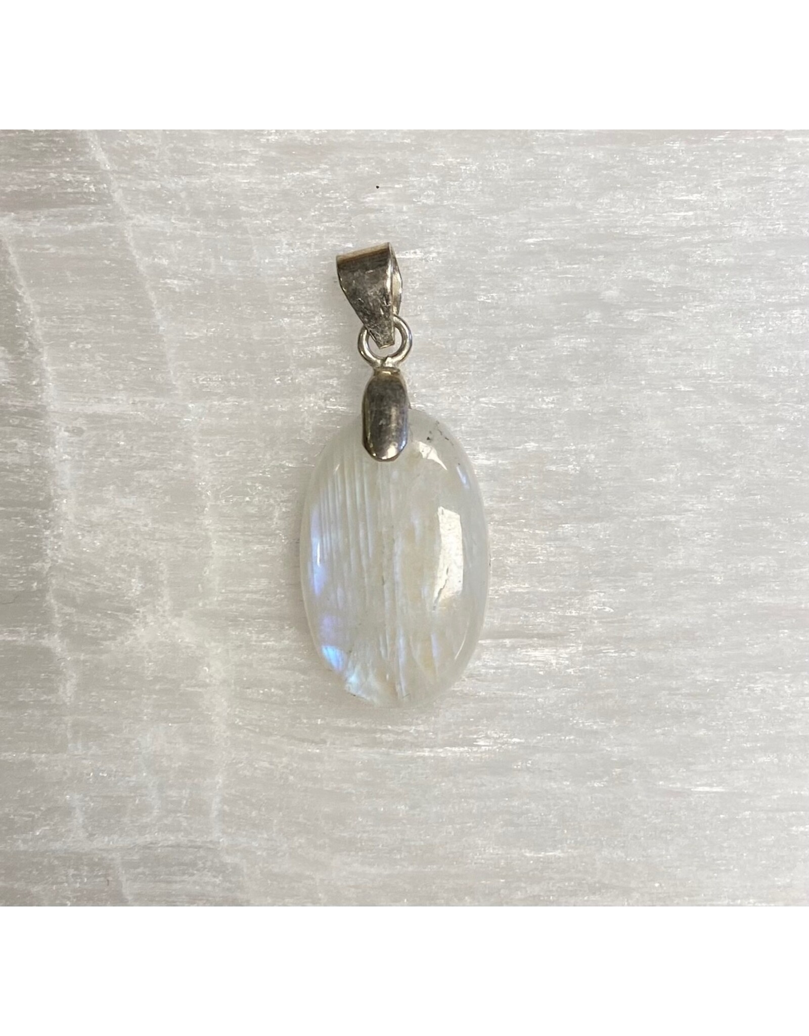 Maansteen regenboog edelsteen hanger zilver