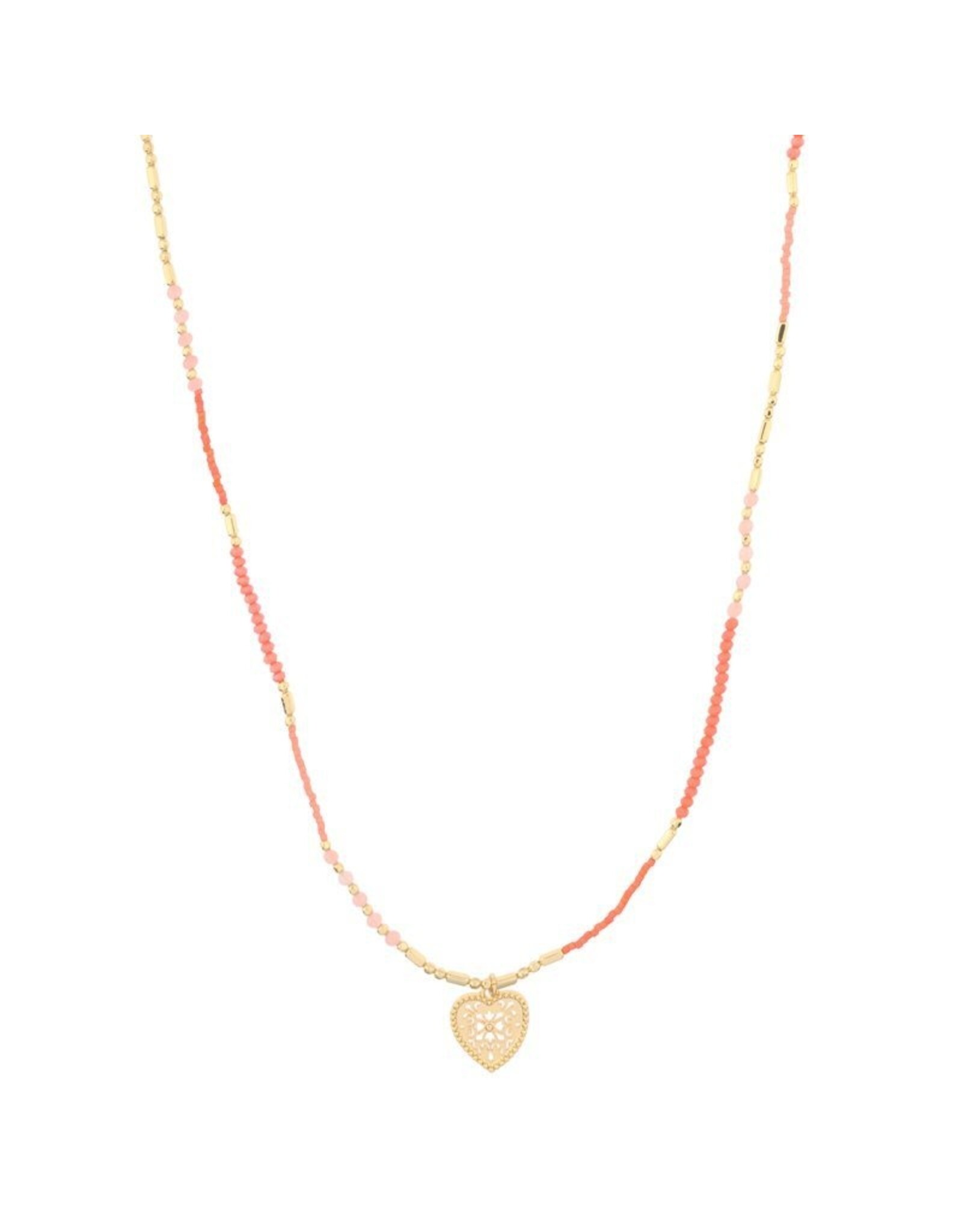 Biba bijouterie Ketting goud kralen hart Biba