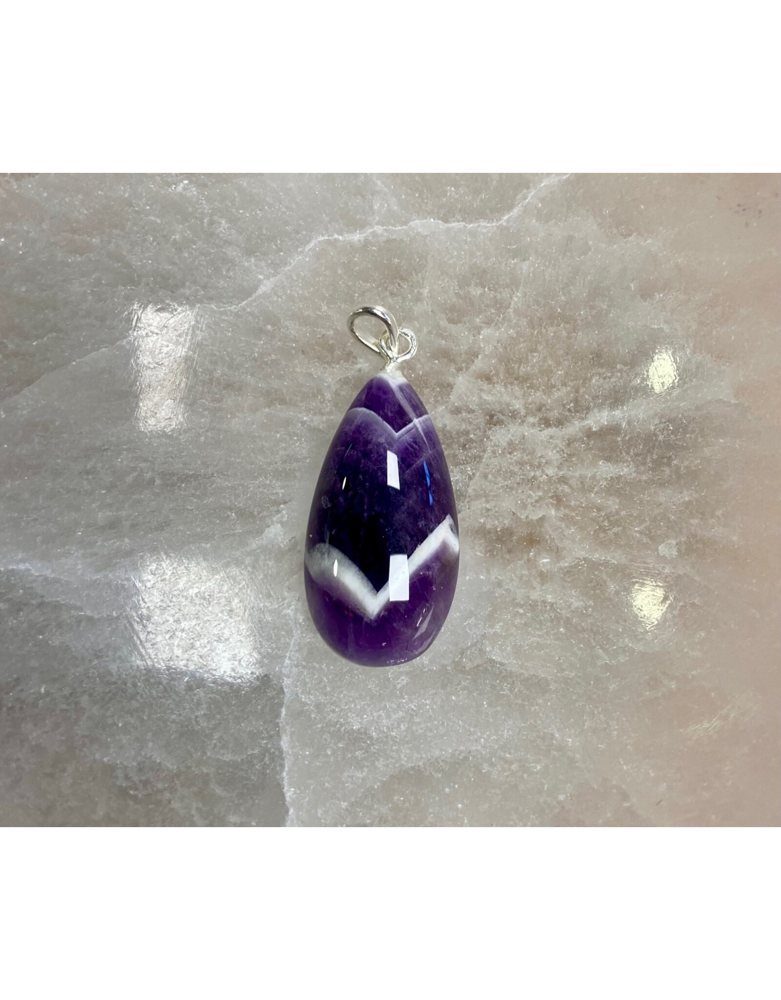 Amethist kwarts hanger zilver