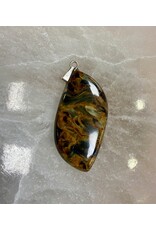 Pietersiet edelsteen hanger zilver bruin