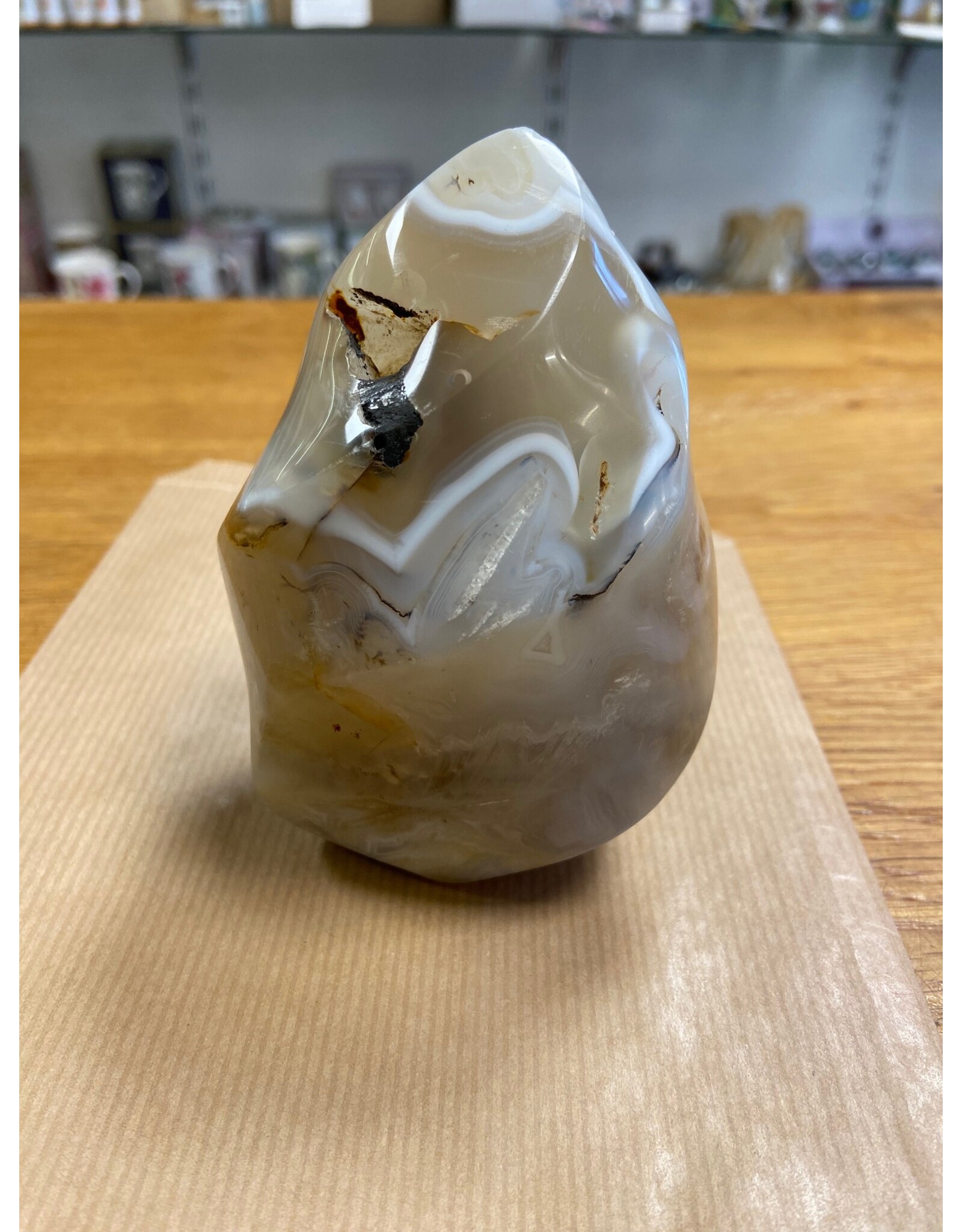 Agaat vlam edelsteen sculptuur