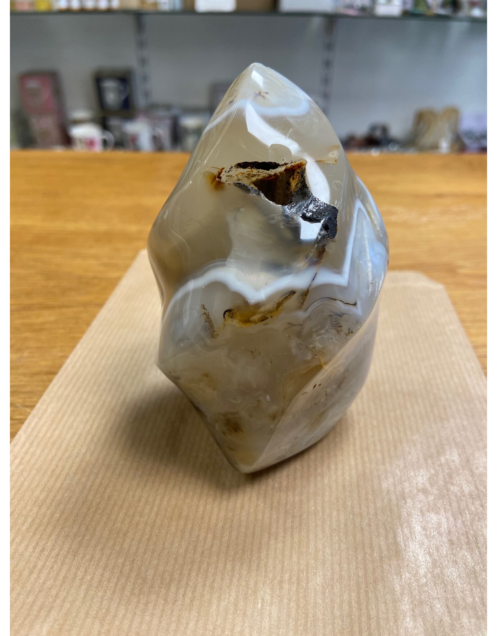 Agaat vlam edelsteen sculptuur