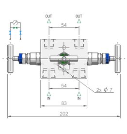 I.T.E. Industrial Technical Equipments M3054, 3-way Manifold