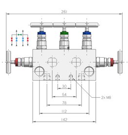 I.T.E. Industrial Technical Equipments 5-way Manifold for differential press. instrument, M54 serie