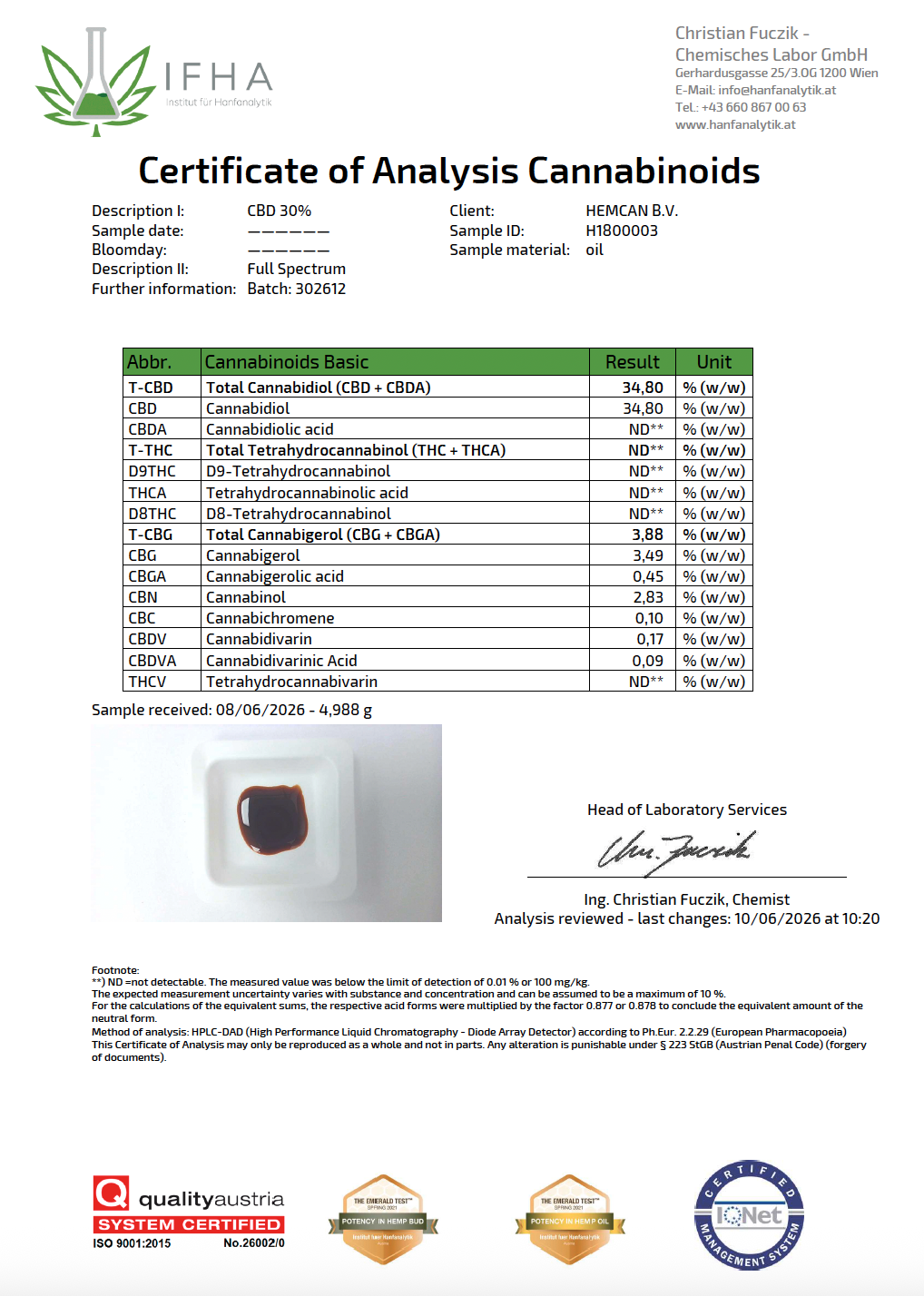 Organische CBD Olie 30% - 3000mg CBD (Cannabidiol)