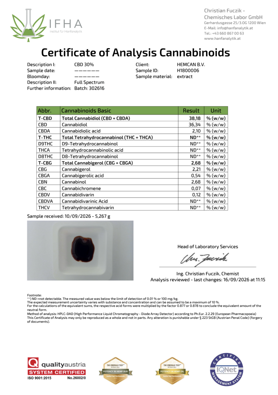 Organische CBD Olie 30% - 3000mg CBD (Cannabidiol)