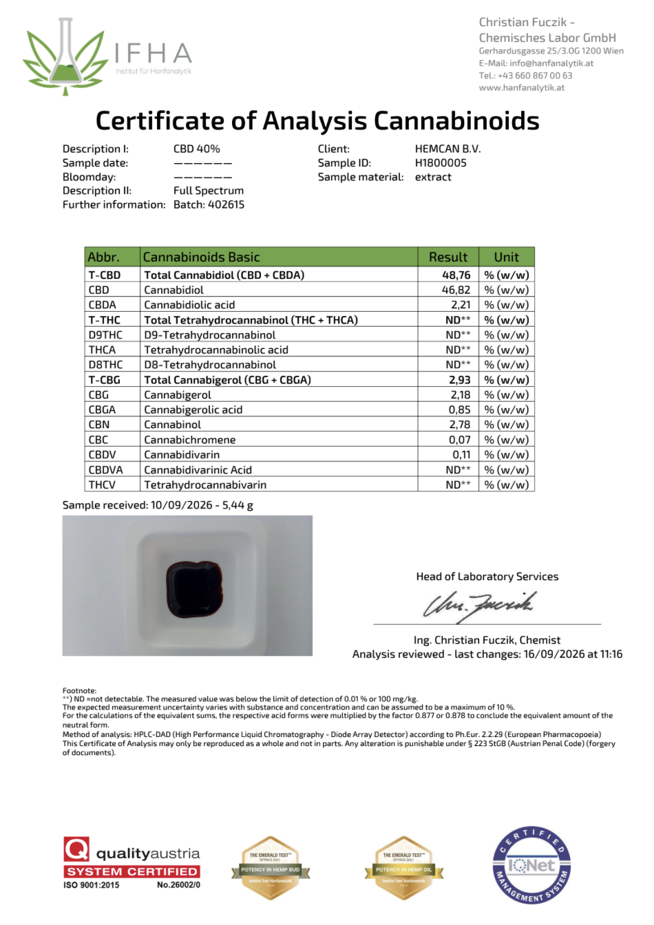 Organische CBD Olie 40% - 4000mg CBD (Cannabidiol)