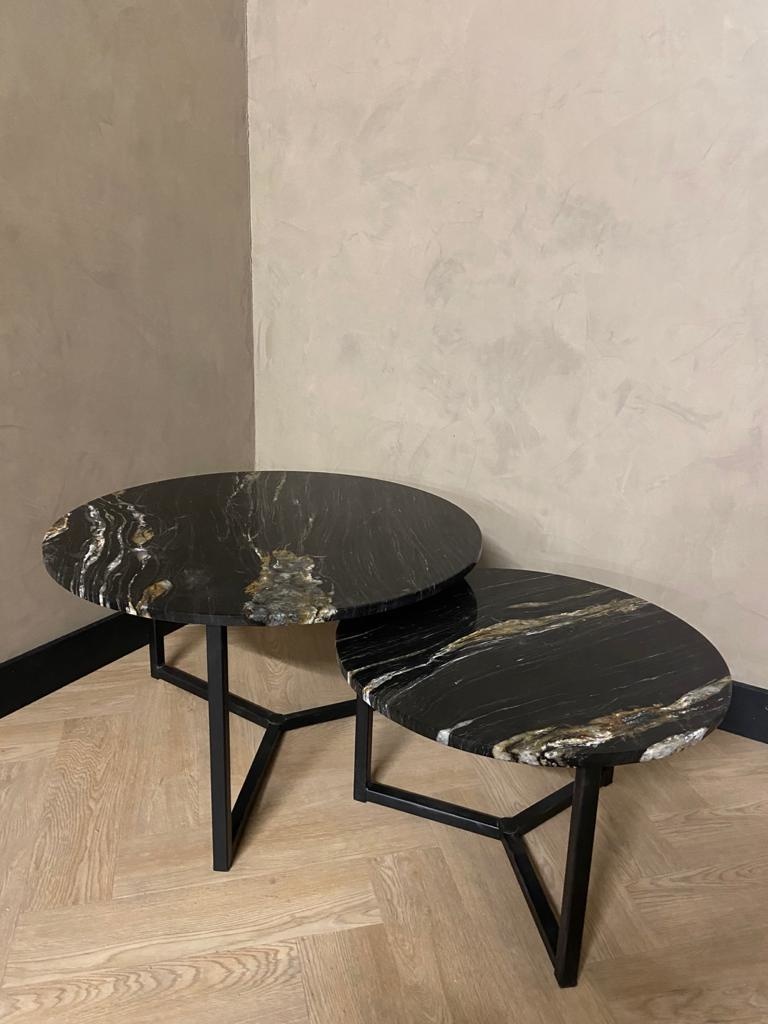 Matrix Plaatsen viel Marmeren salontafel set rond - Belvédère - Robuust Interieur