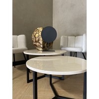 Marmeren salontafel set rond - Crema Marfil