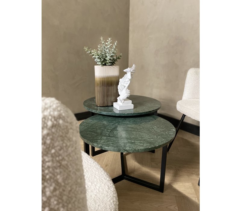 Marmeren salontafel set rond - Indian Green