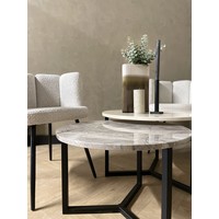 Marmeren salontafel set rond - Crema Marfil en Fior Di Bosco