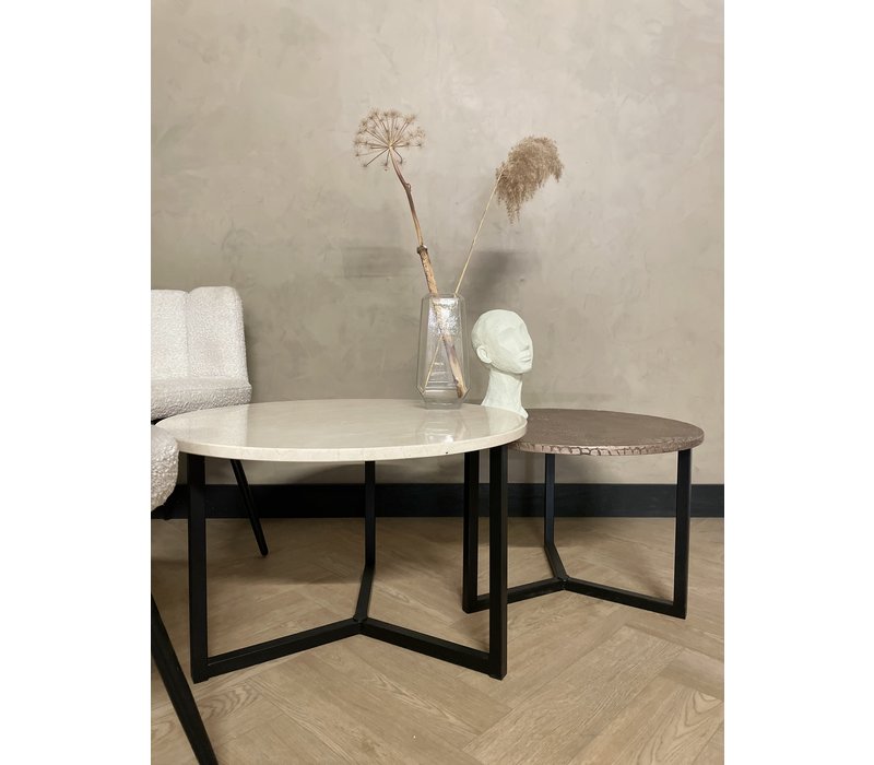 Salontafel set marmer / croco - Crema marfil / rosé goud