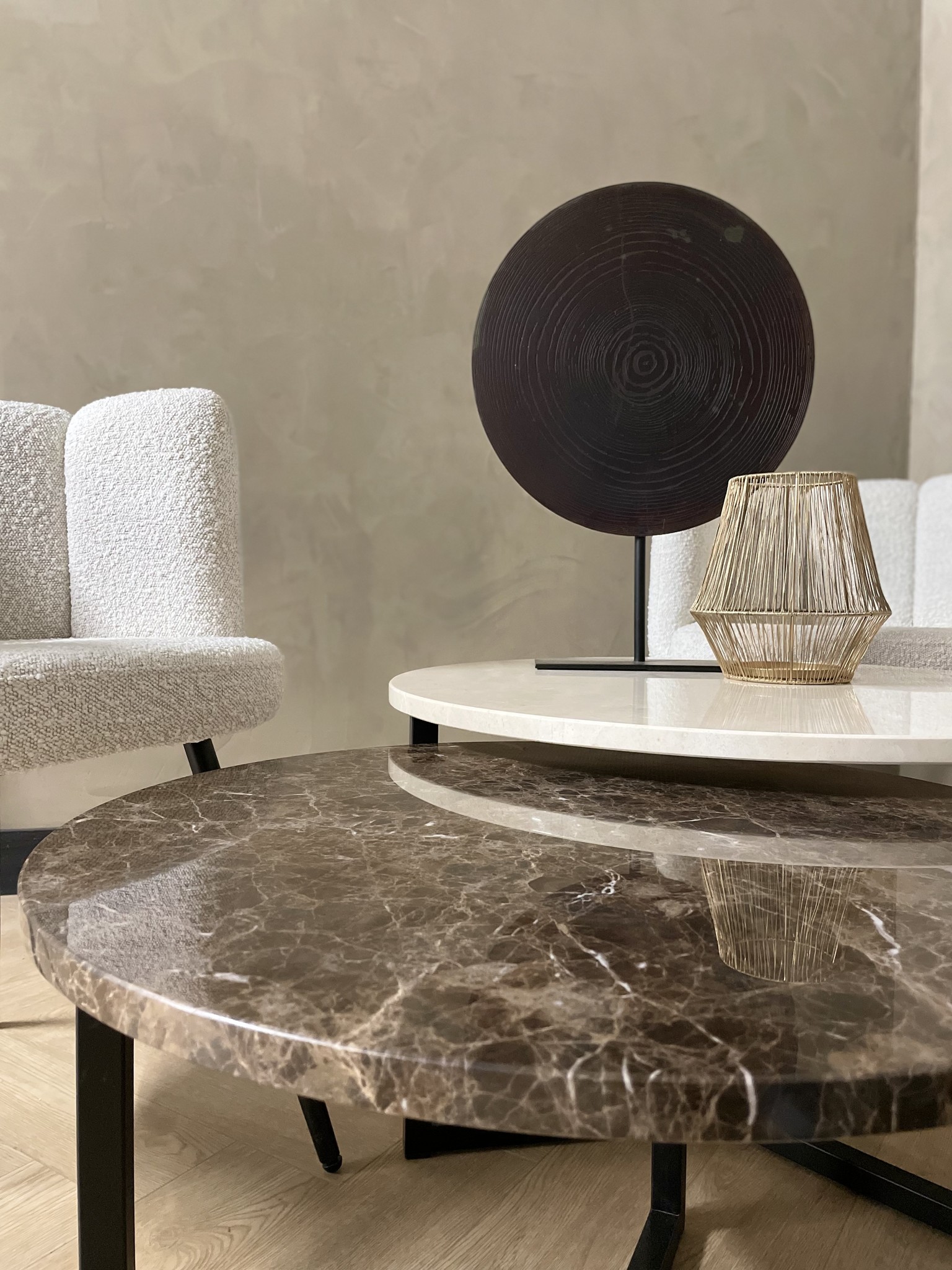 Marmeren salontafel set - Crema Marfil en Emperador - Robuust Interieur