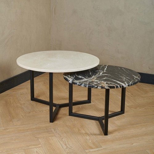 Marmeren salontafel set rond - Crema Marfil en Belvédère 