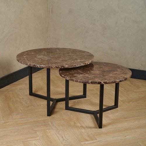 Marmeren salontafel set rond - Emperador 