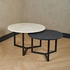 Salontafel set marmer / croco - Crema marfil / zwart