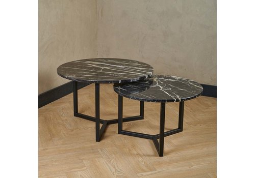 Robuust Interieur Kwartsiet salontafel set rond - Belvédère