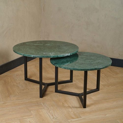 Marmeren salontafel set rond - Indian Green 