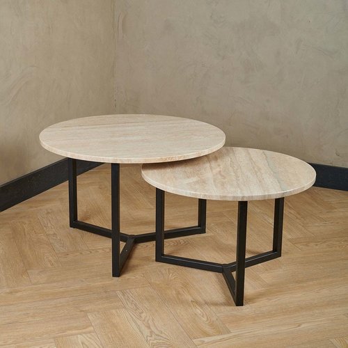 Marmeren salontafel set rond - Travertin 