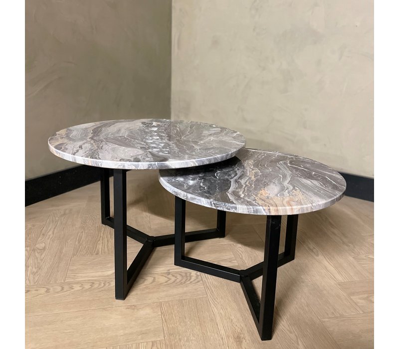 Marmeren salontafel set rond - Orobico Grigio