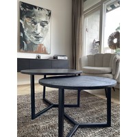 Salontafel set rond croco zwart - Jolie