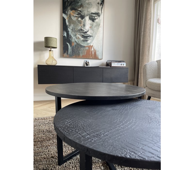 Salontafel set rond croco zwart - Jolie