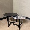 Salontafel set marmer/zwart eiken rond - Orobico Grigio