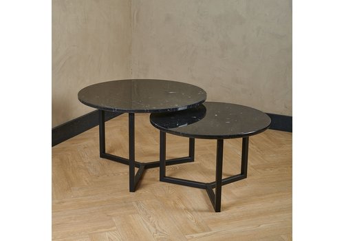 Robuust Interieur Marmeren salontafel set rond - Nero Marquina