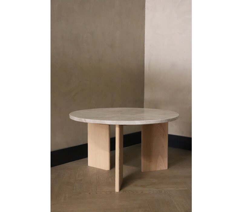 Kwartsiet salontafel rond - Oak Taj Mahal