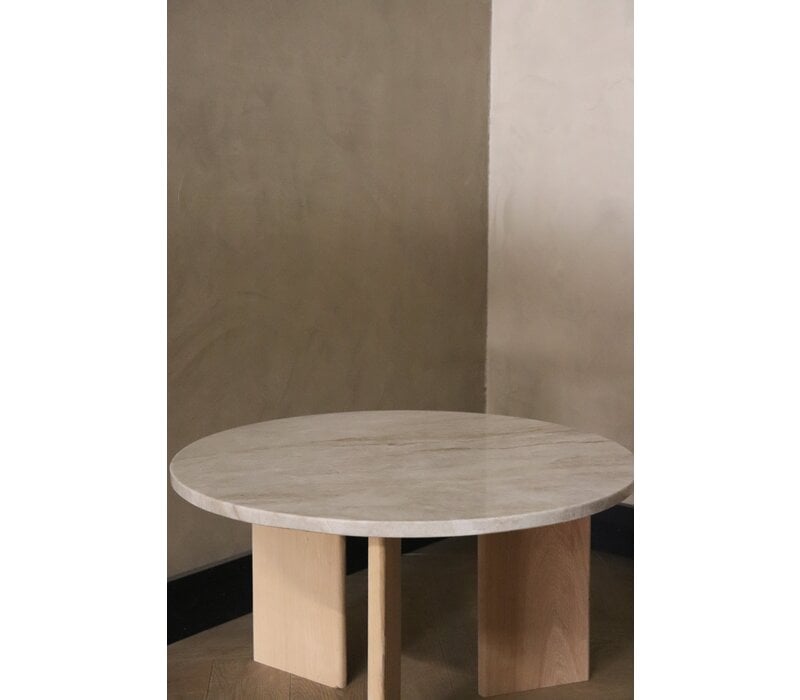 Kwartsiet salontafel rond - Oak Taj Mahal