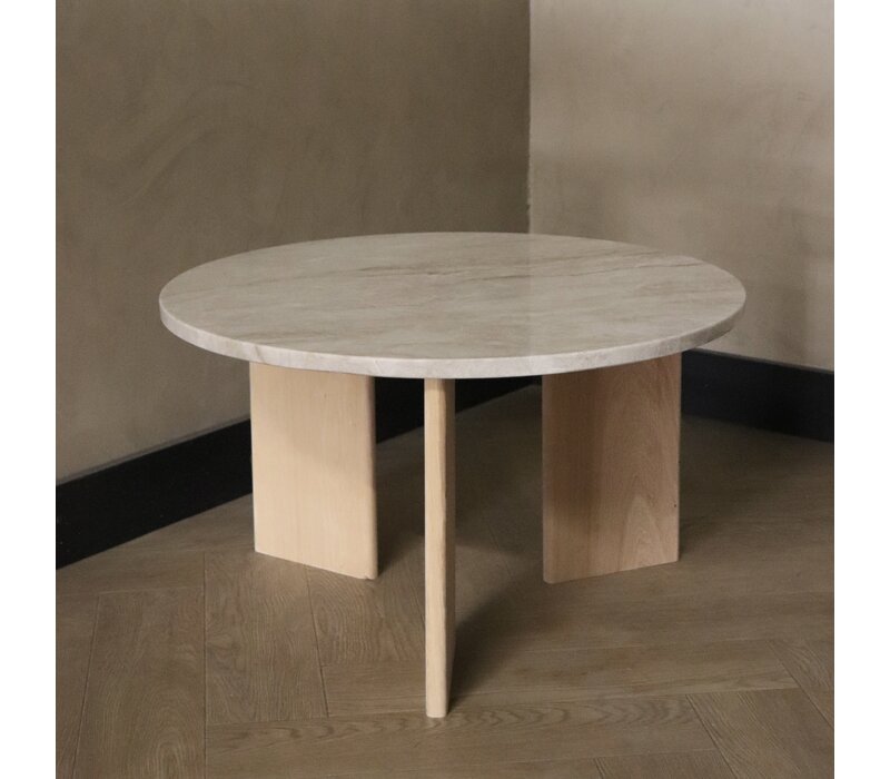 Kwartsiet salontafel rond - Oak Taj Mahal