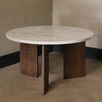 Kwartsiet salontafel rond - Oak Taj Mahal