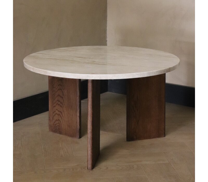 Kwartsiet salontafel rond - Oak Taj Mahal