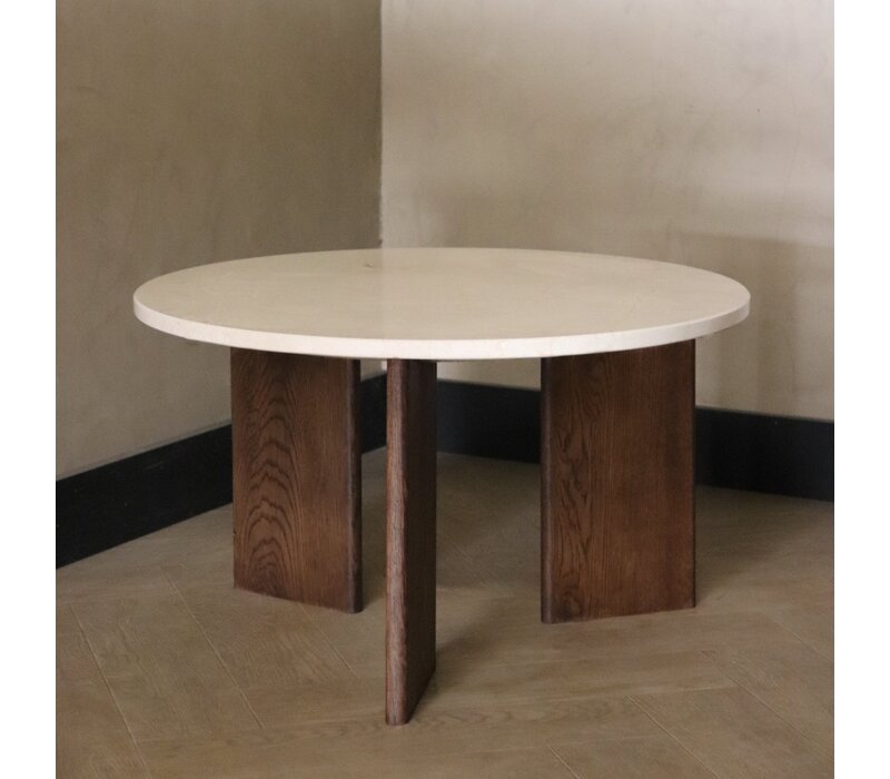 Marmeren salontafel rond -  Oak Crema Marfil