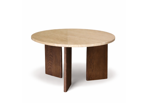 Robuust Interieur Marmeren salontafel rond -  Oak Travertin