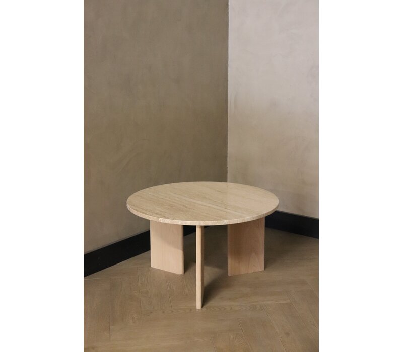 Marmeren salontafel rond -  Oak Travertin