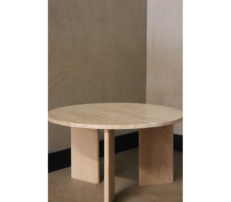 Marmeren salontafel rond -  Oak Travertin