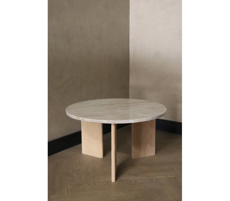 Kwartsiet salontafel rond - Oak Taj Mahal