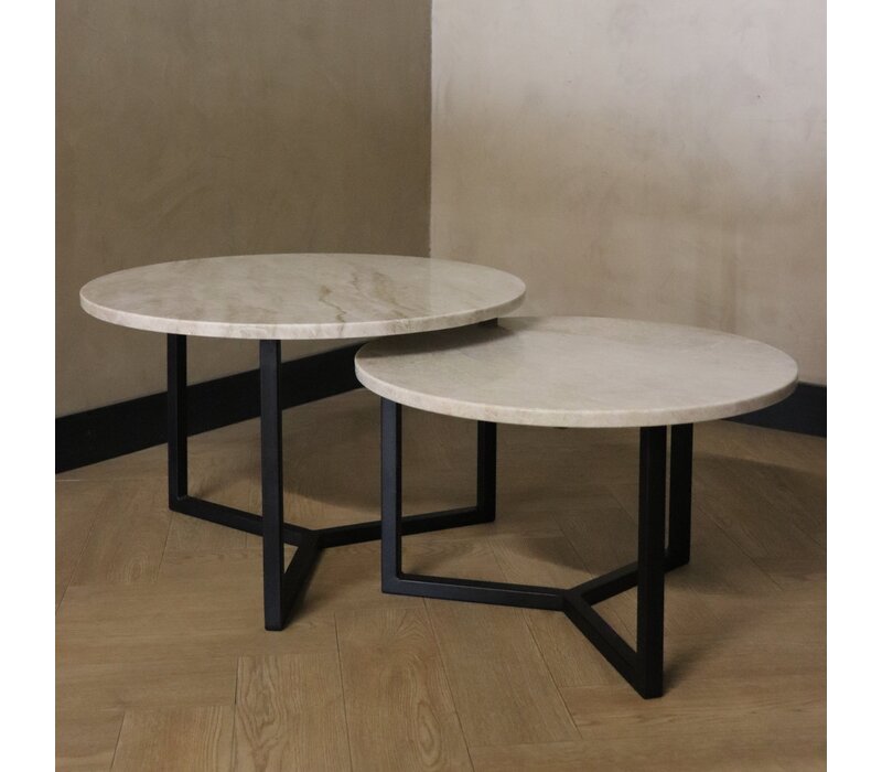 Kwartsiet salontafel set rond - Taj Mahal