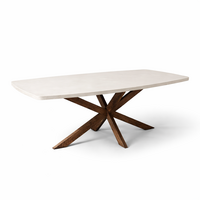 Deens ovale eettafel Betonlook met  eiken spinpoot