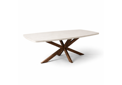 Robuust Interieur Eettafel Betonlook - eiken spinpoot