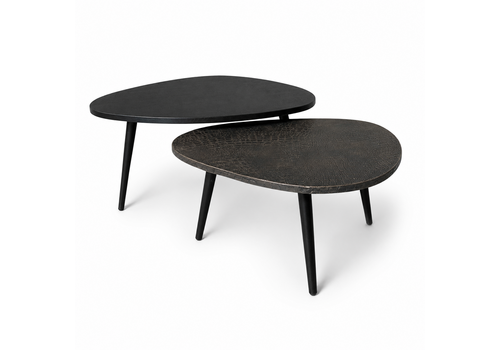 Robuust Interieur Organisch salontafel set - croco goud