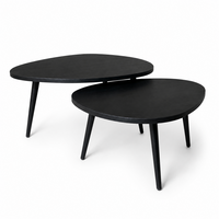 Organisch salontafel set - zwart eiken
